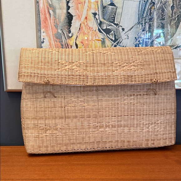Handmade Handbags - Woven Tan Clutch Bag Handmade Organic Woven Straw Rattan clutch